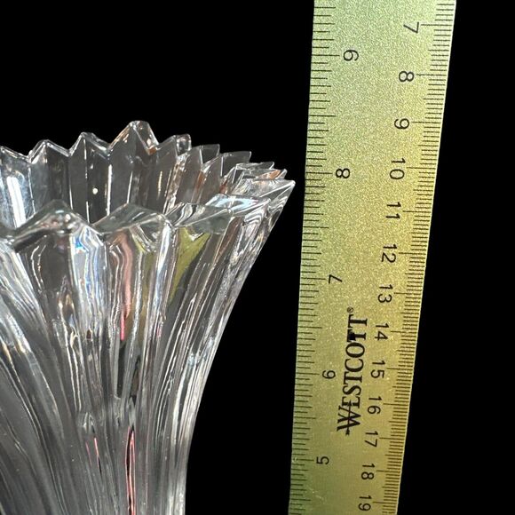 Mikasa Crystal Diamond Fire 8” Flower Vase Curved Stem 8 ¼” Japan - Picture 8 of 10